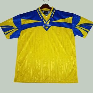 Vintage Biemme Cycling Jersey Mens Large Yellow Blue Athletic Sportswear 90s